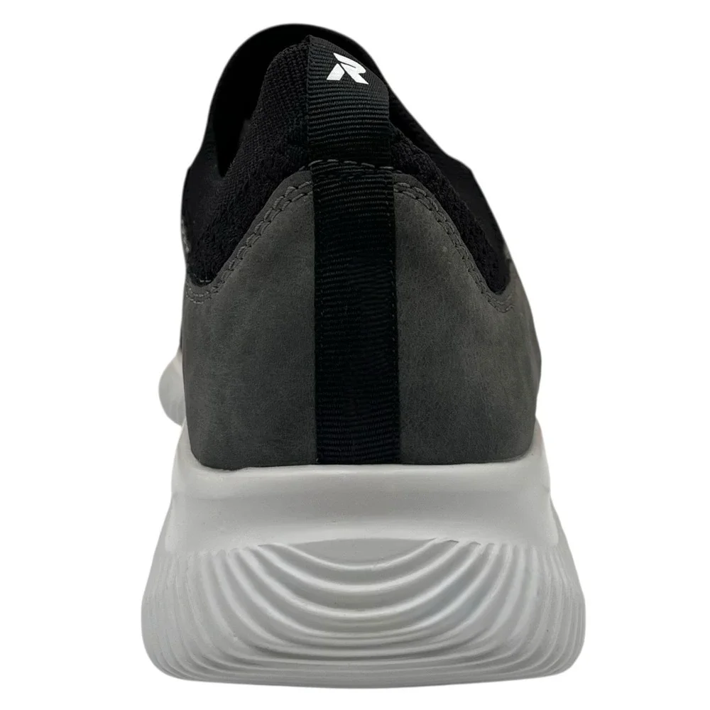 Rieker Men's Max Casual Sporty Shoes Size 10.5 (EU 44) Black/Grey Knit Slip-on